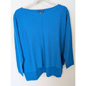 EILEEN FISHER 100% Merino Wool Women's S Oversized Blue Knit Hi Low Tunic Top